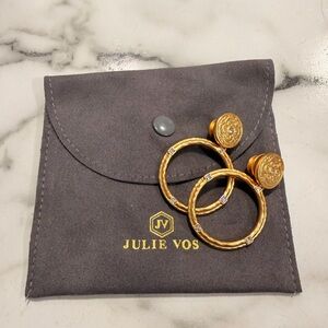 Julie Vos Gold Hoop Earrings with Flower Design